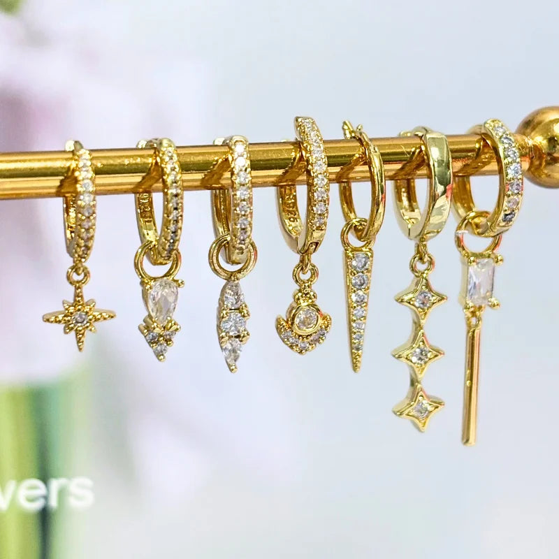 Crystal Water Drop Huggie Hoop Earrings – 925 Sterling Silver