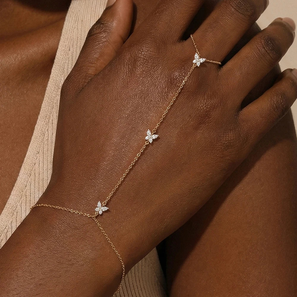 Sterling Silver Heart Petal Zircon Bracelet