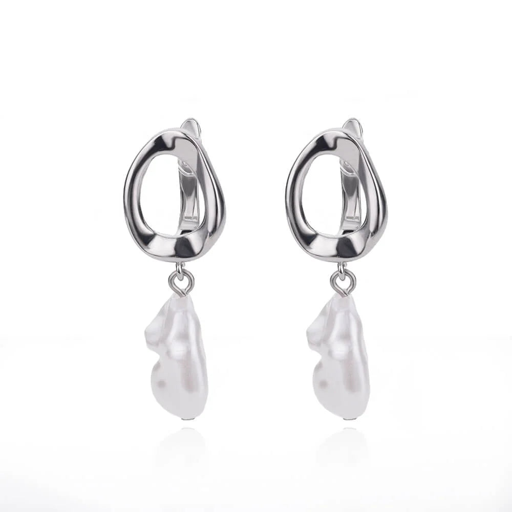 Vintage Baroque Pearl Circle Drop Earrings