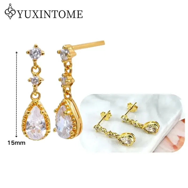 Crystal Water Drop Huggie Hoop Earrings – 925 Sterling Silver