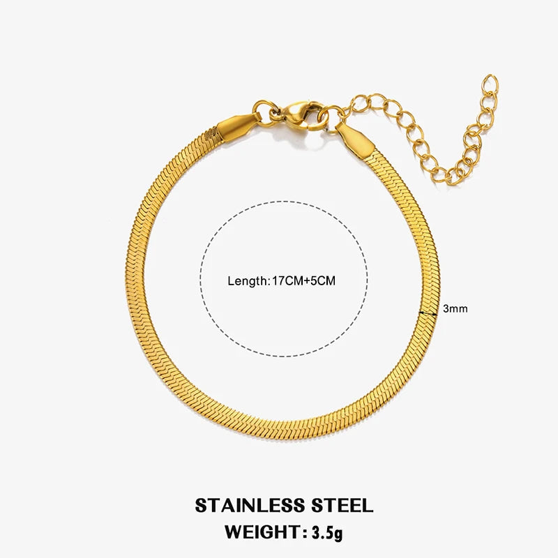 Flat Snake Chain Choker Necklace – Waterproof Stainless Steel