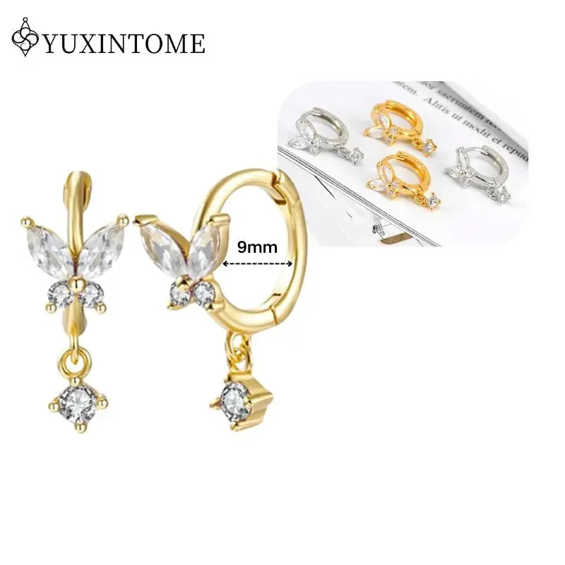 Crystal Water Drop Huggie Hoop Earrings – 925 Sterling Silver
