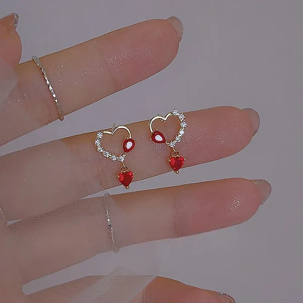 Cute Zircon Cherry Stud Earrings