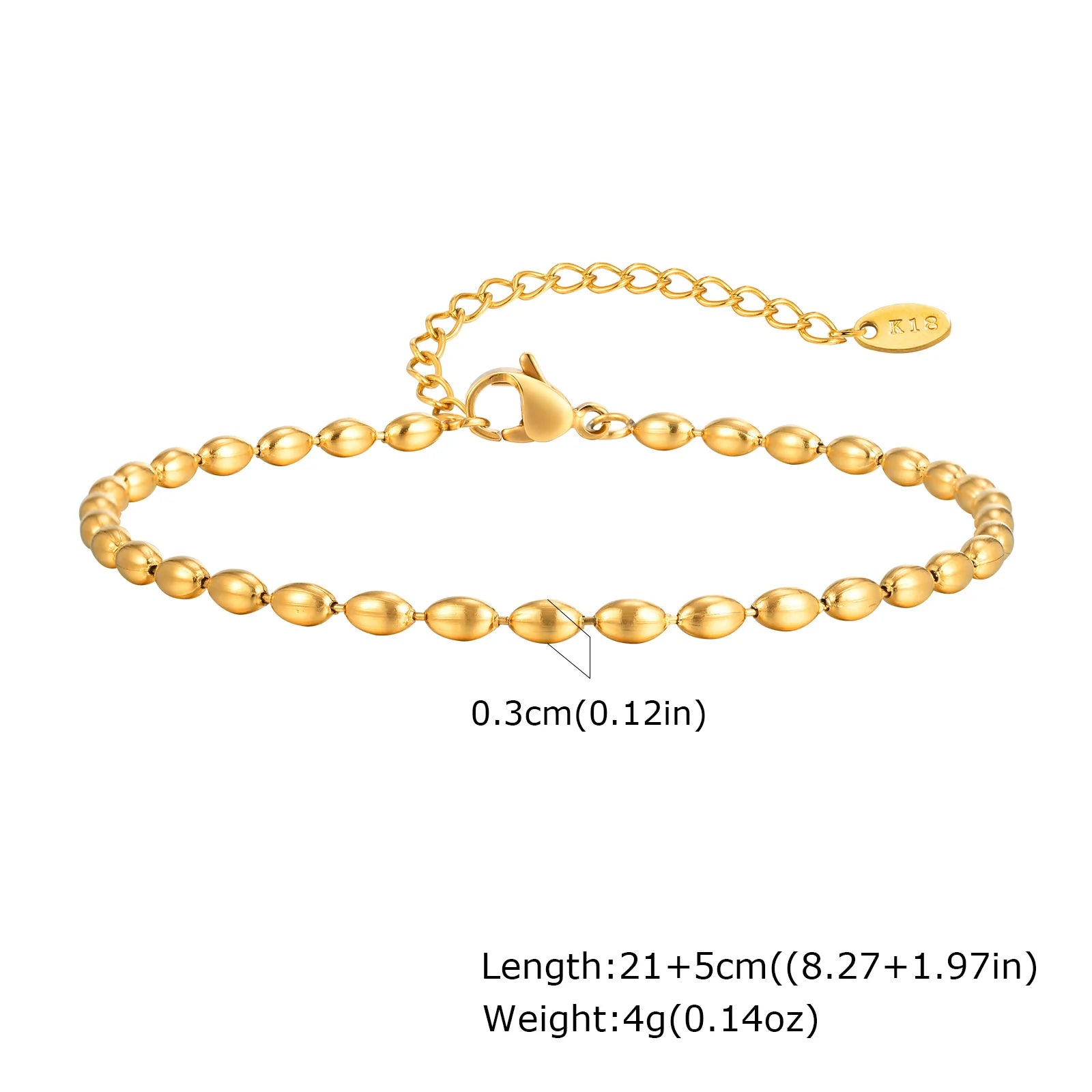 Lucky Blue Evil Eye Beaded Anklet – Waterproof Gold