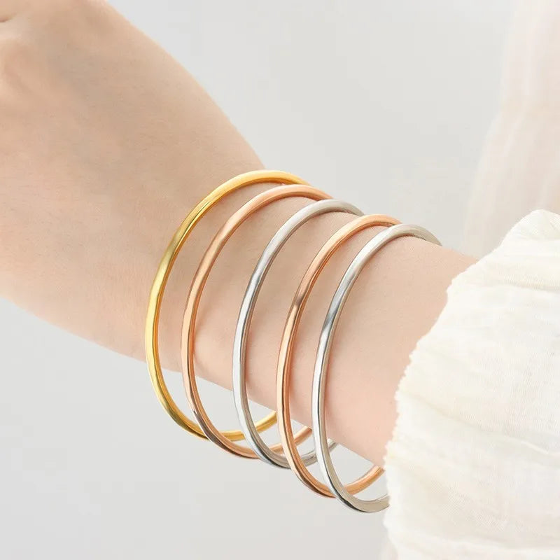 Waterproof Gold Bangle Set – 18K PVD Stainless Steel (3 Pieces)