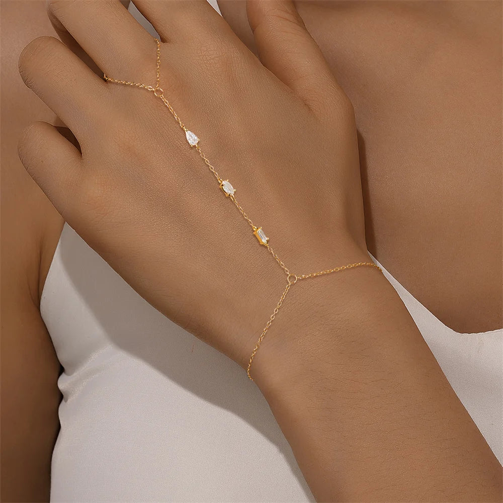 Sterling Silver Heart Petal Zircon Bracelet