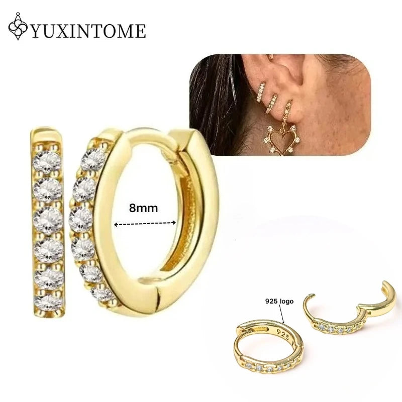 Crystal Water Drop Huggie Hoop Earrings – 925 Sterling Silver