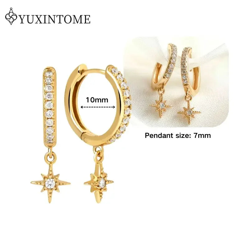 Crystal Water Drop Huggie Hoop Earrings – 925 Sterling Silver