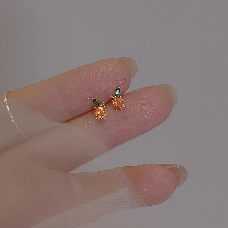 Cute Zircon Cherry Stud Earrings