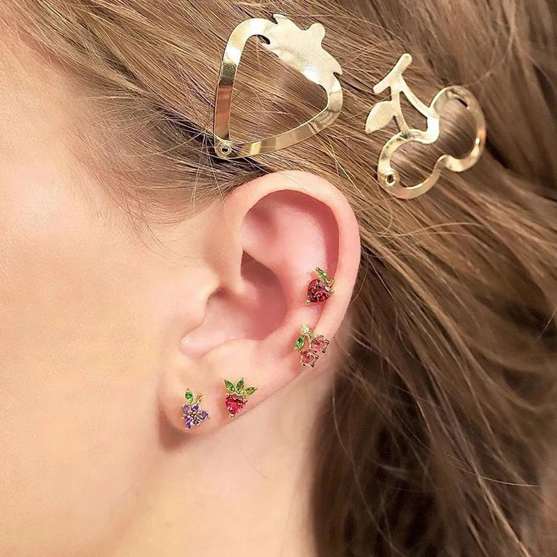 Cute Zircon Cherry Stud Earrings