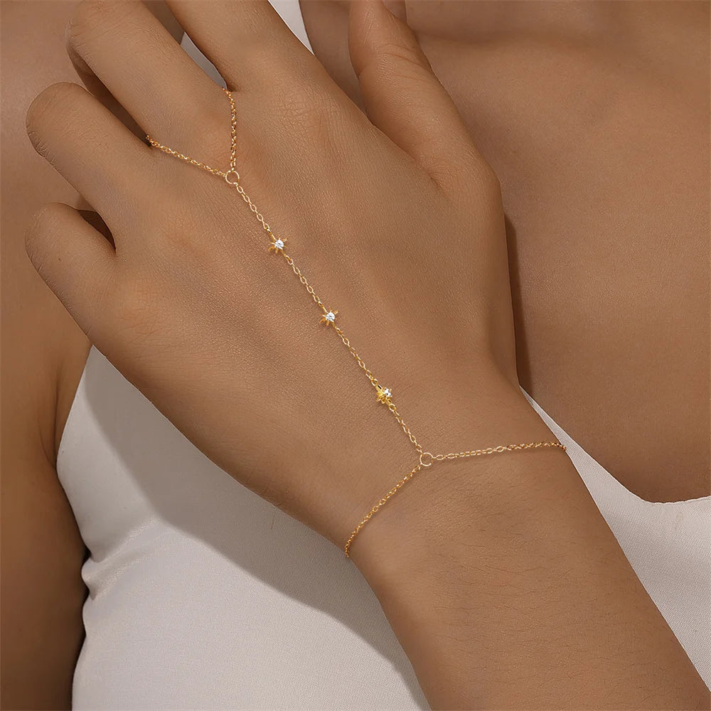 Sterling Silver Heart Petal Zircon Bracelet