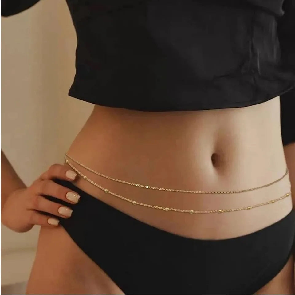Y2K Double Layer Gold Belly Chain