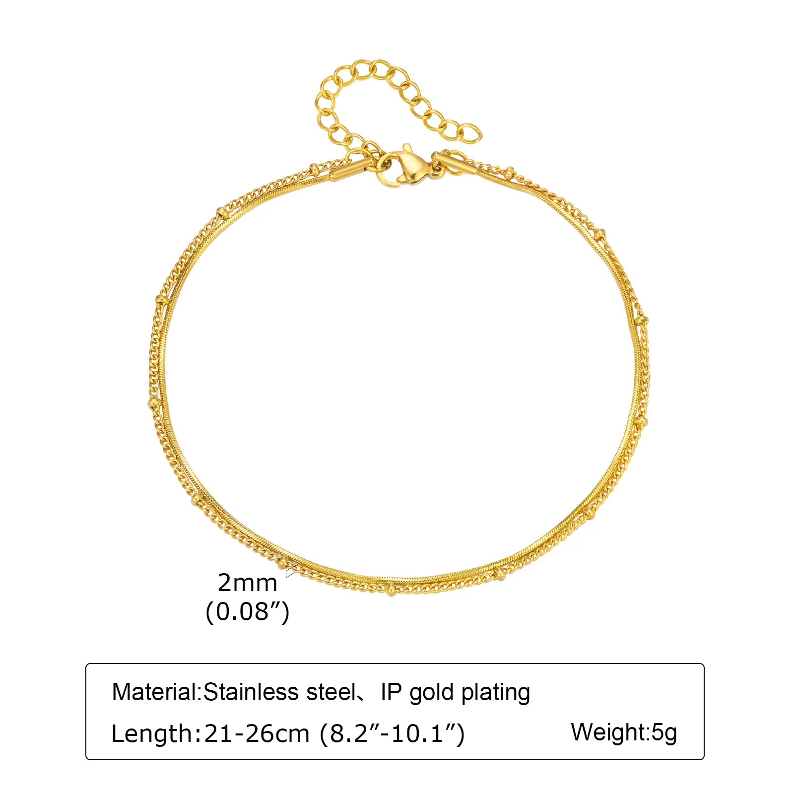 Lucky Blue Evil Eye Beaded Anklet – Waterproof Gold