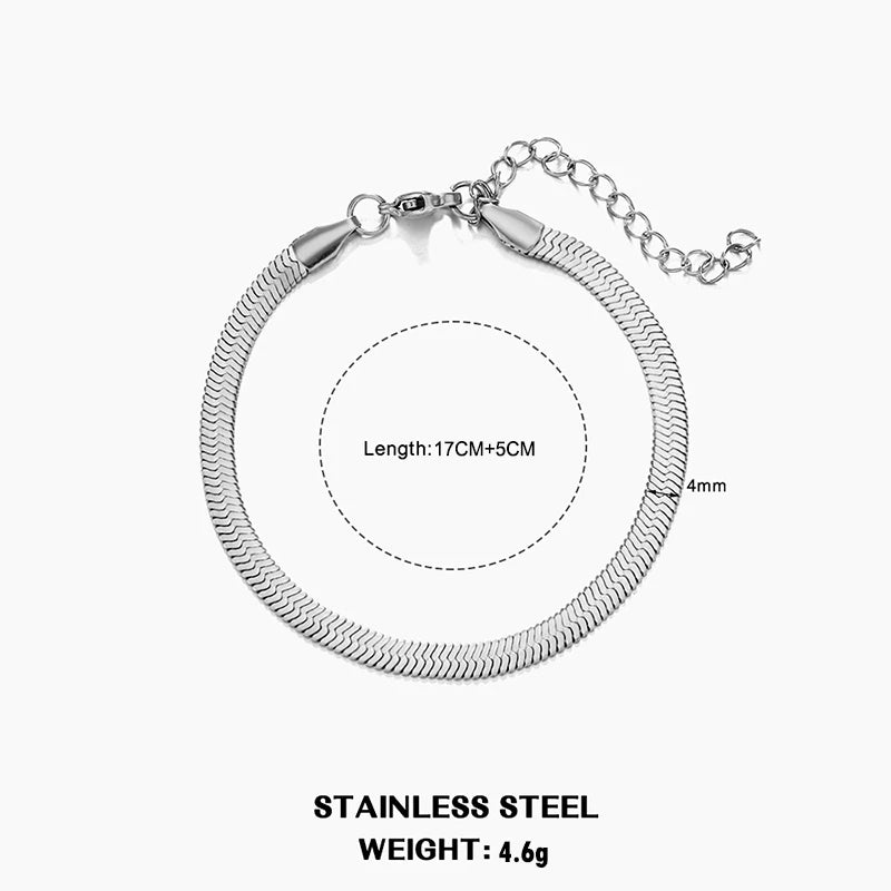 Flat Snake Chain Choker Necklace – Waterproof Stainless Steel