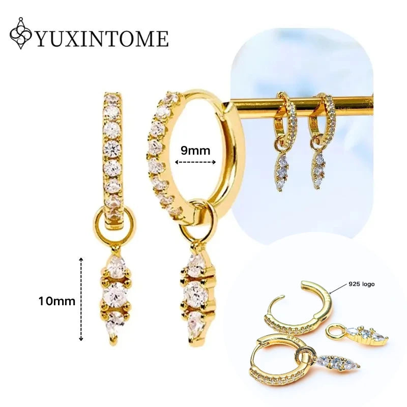 Crystal Water Drop Huggie Hoop Earrings – 925 Sterling Silver