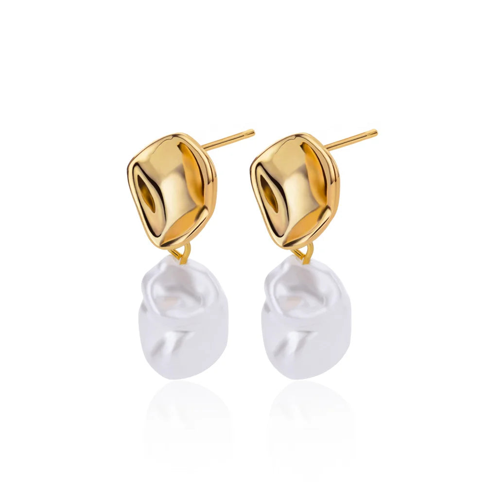 Vintage Baroque Pearl Circle Drop Earrings