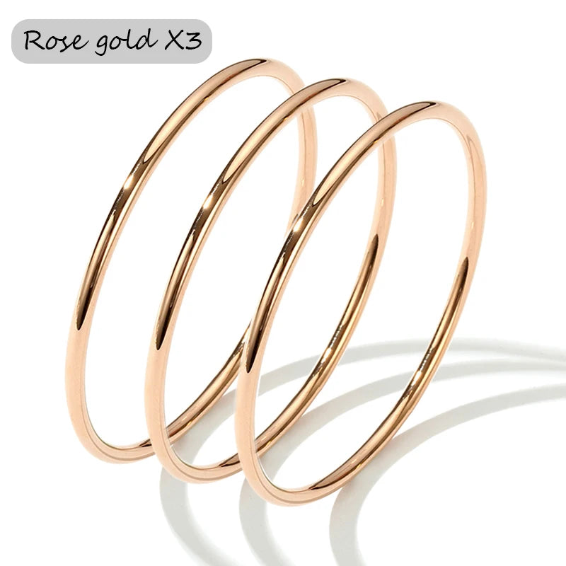 Waterproof Gold Bangle Set – 18K PVD Stainless Steel (3 Pieces)