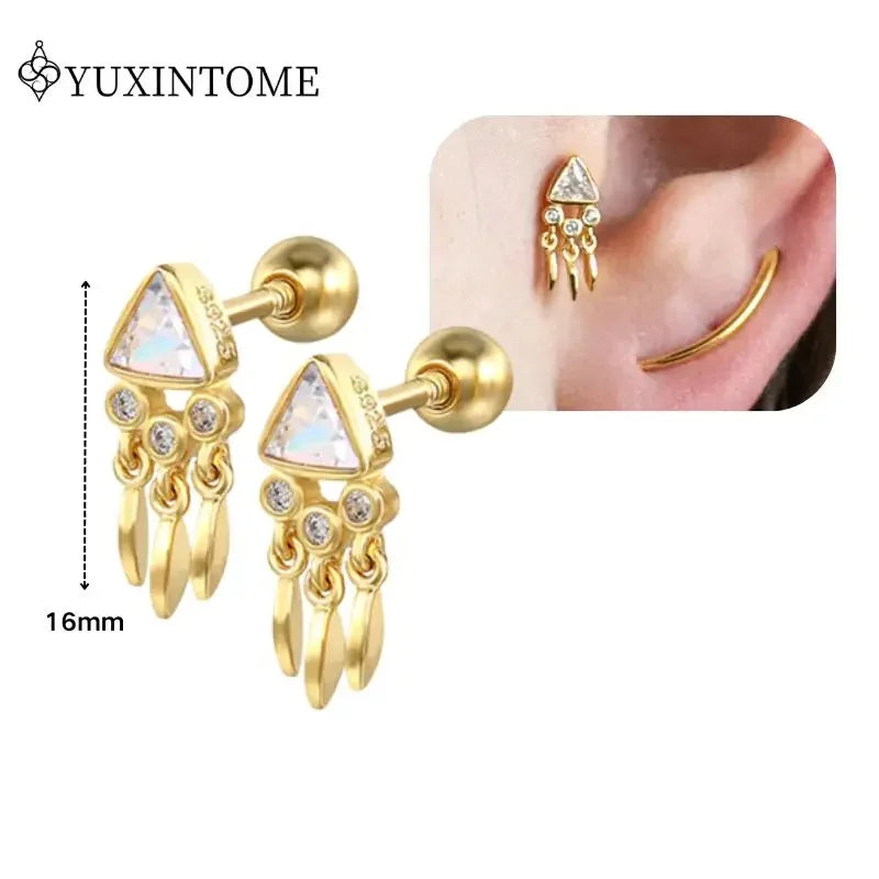 Crystal Water Drop Huggie Hoop Earrings – 925 Sterling Silver
