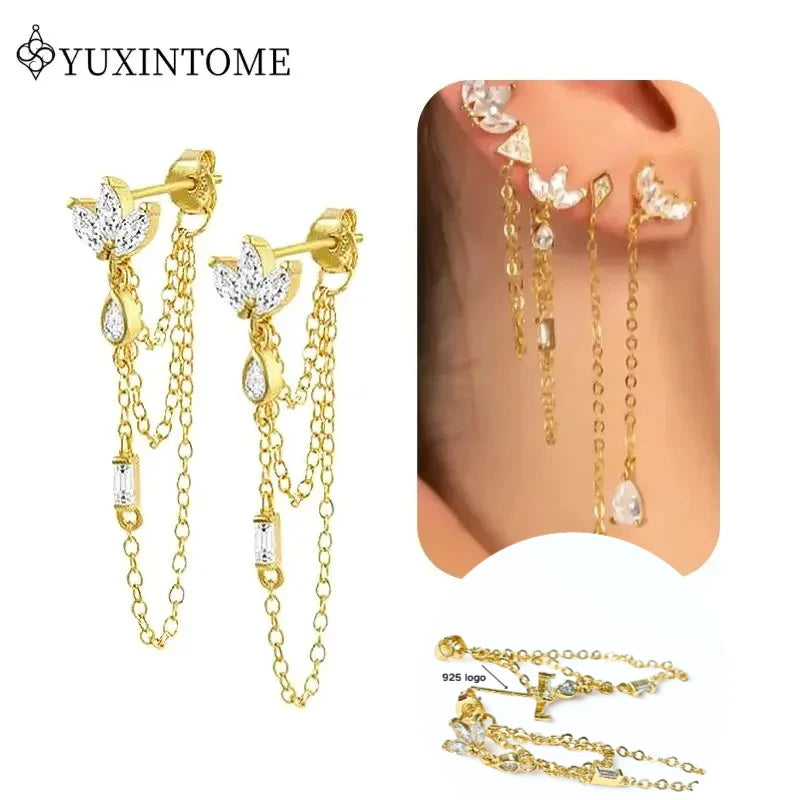 Crystal Water Drop Huggie Hoop Earrings – 925 Sterling Silver