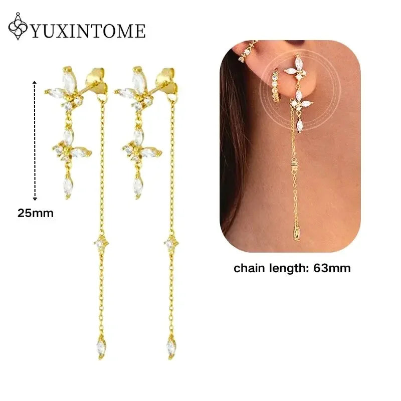 Crystal Water Drop Huggie Hoop Earrings – 925 Sterling Silver