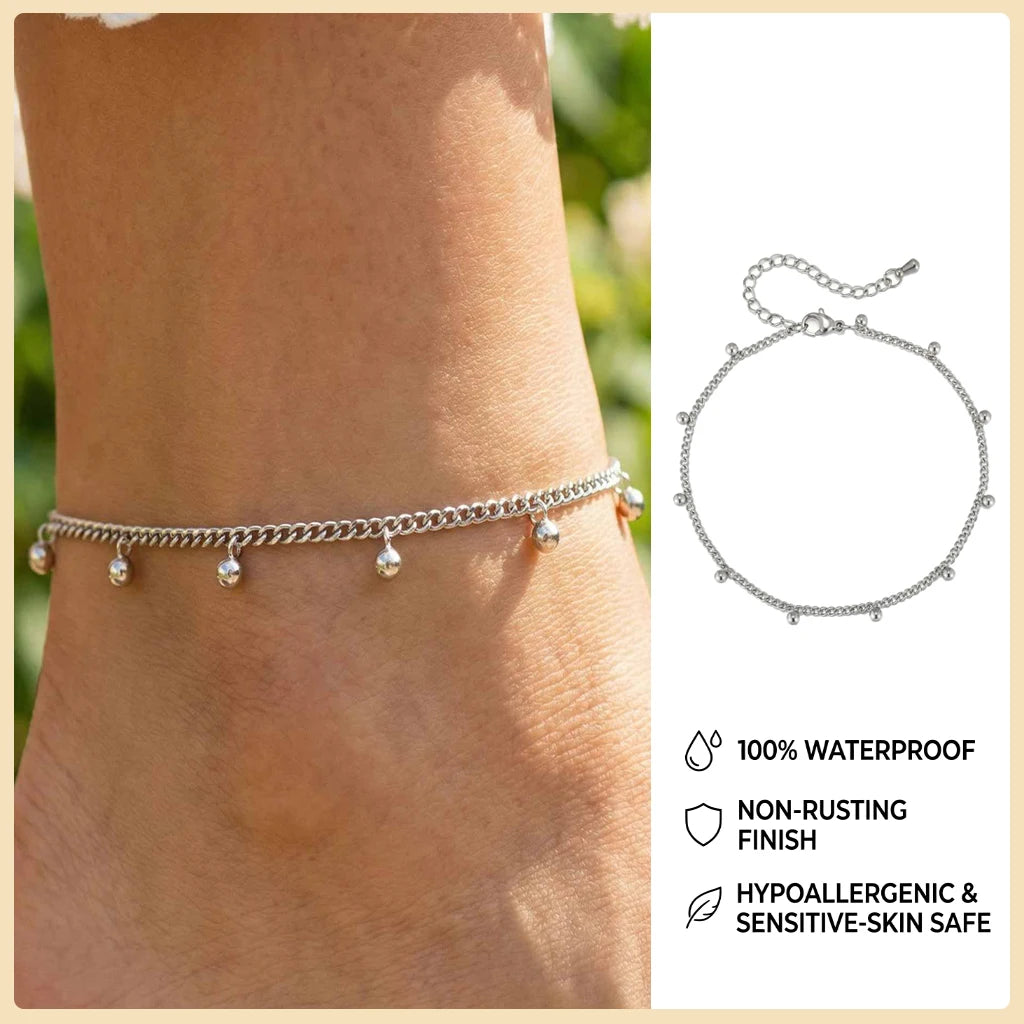 Waterproof Gold Ball Bead Anklet – Stainless Steel
