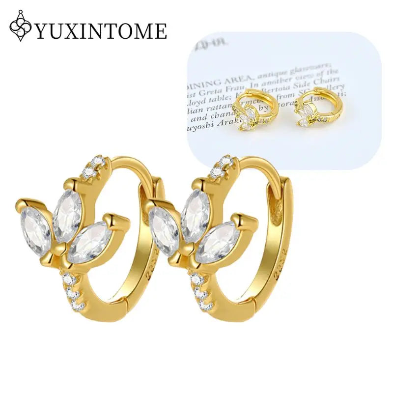 Crystal Water Drop Huggie Hoop Earrings – 925 Sterling Silver
