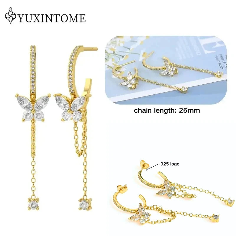 Crystal Water Drop Huggie Hoop Earrings – 925 Sterling Silver