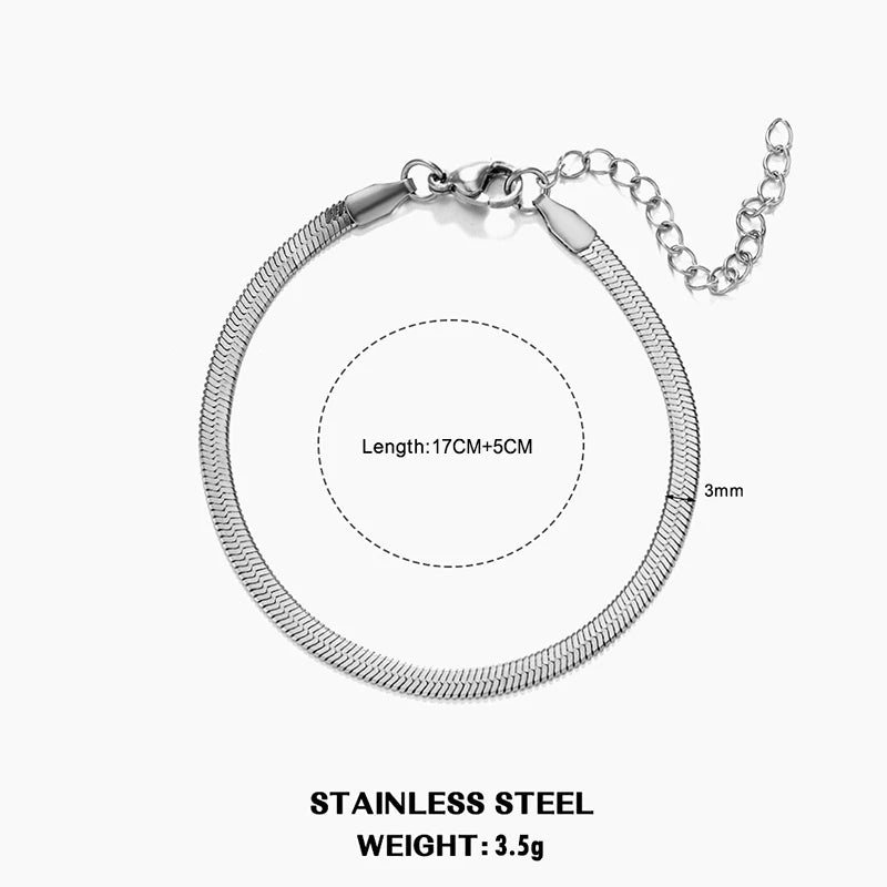 Flat Snake Chain Choker Necklace – Waterproof Stainless Steel