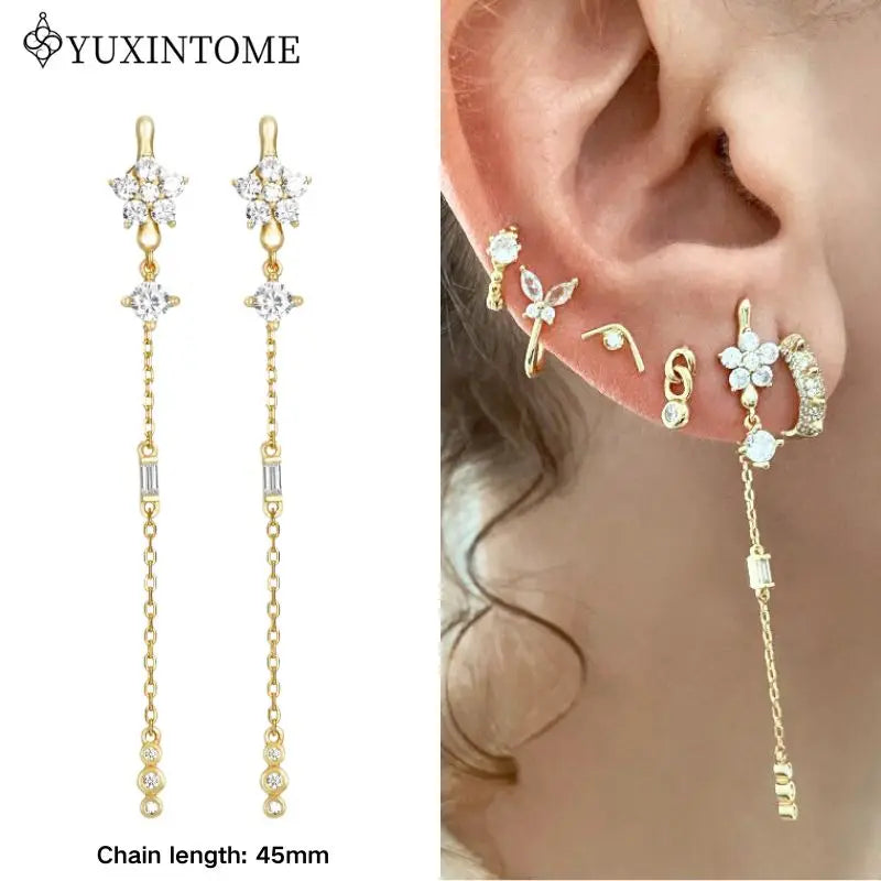 Crystal Water Drop Huggie Hoop Earrings – 925 Sterling Silver