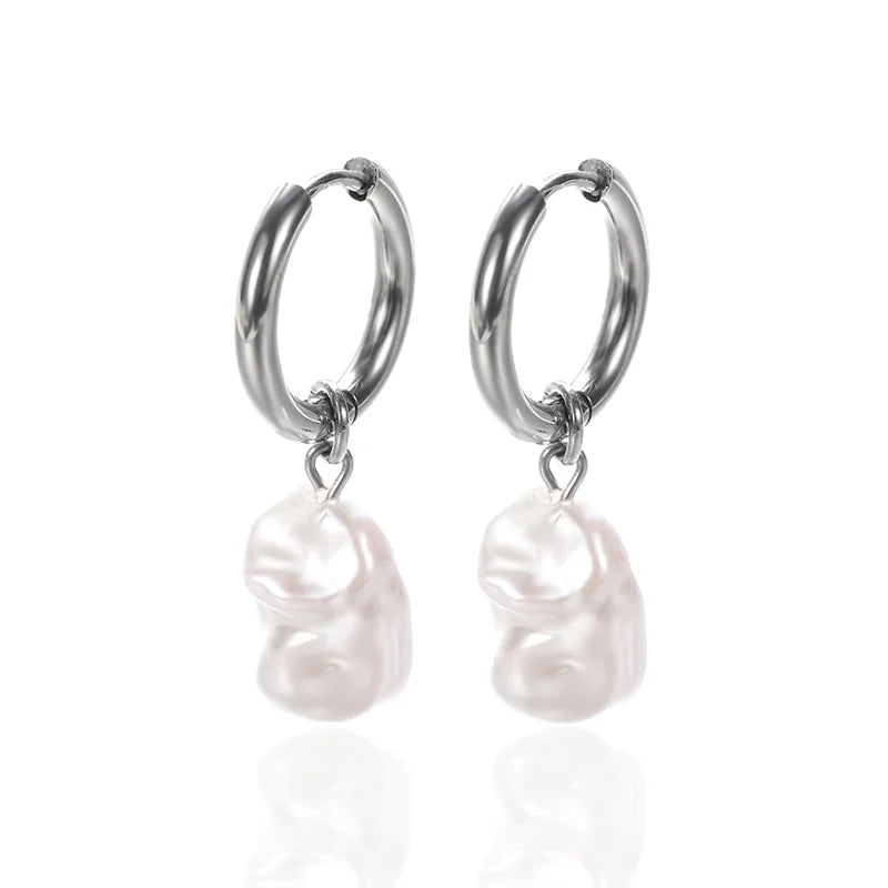 Vintage Baroque Pearl Circle Drop Earrings