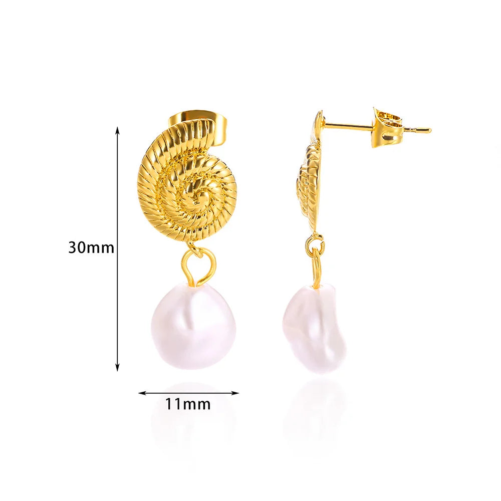 Vintage Baroque Pearl Circle Drop Earrings