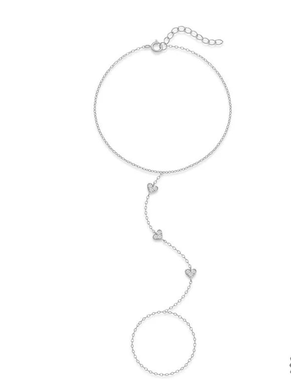 Sterling Silver Heart Petal Zircon Bracelet