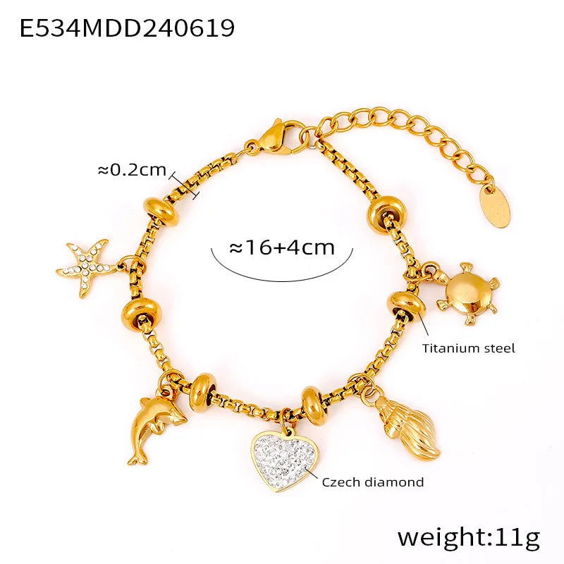 Gold Heart Charm Bracelet – Waterproof Stainless Steel