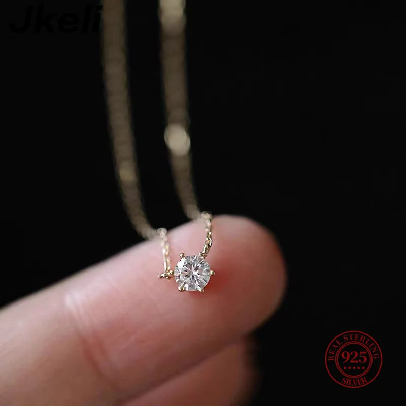 Sterling Silver Zircon Solitaire Necklace