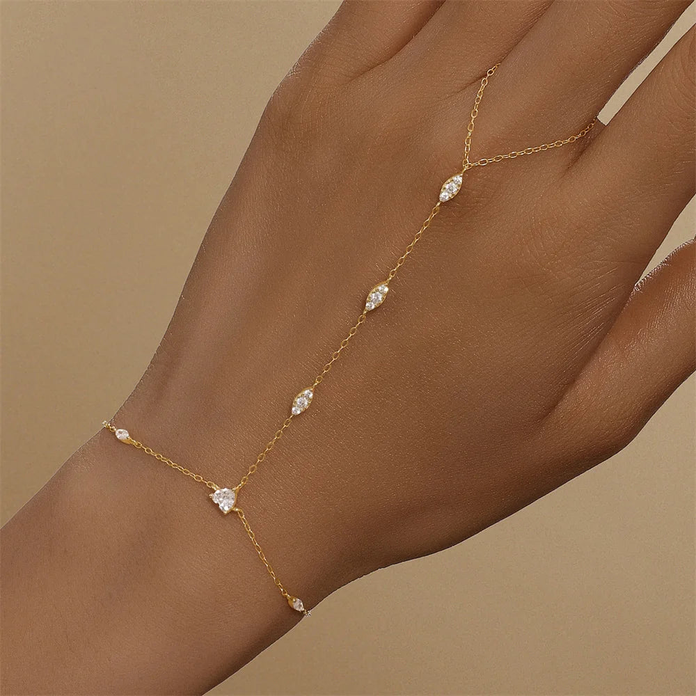 Sterling Silver Heart Petal Zircon Bracelet