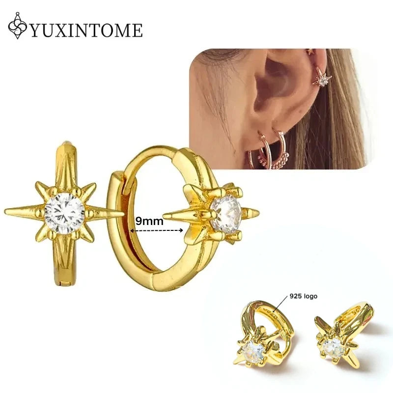 Crystal Water Drop Huggie Hoop Earrings – 925 Sterling Silver