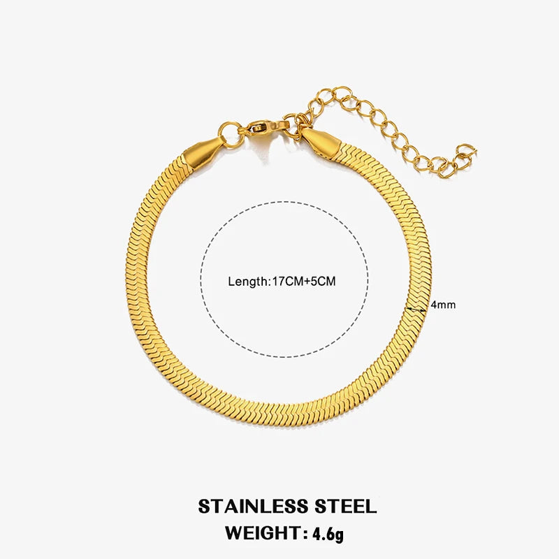 Flat Snake Chain Choker Necklace – Waterproof Stainless Steel