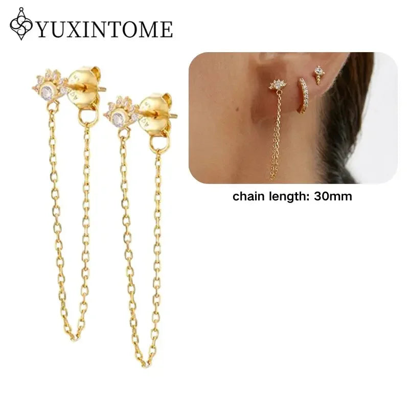Crystal Water Drop Huggie Hoop Earrings – 925 Sterling Silver