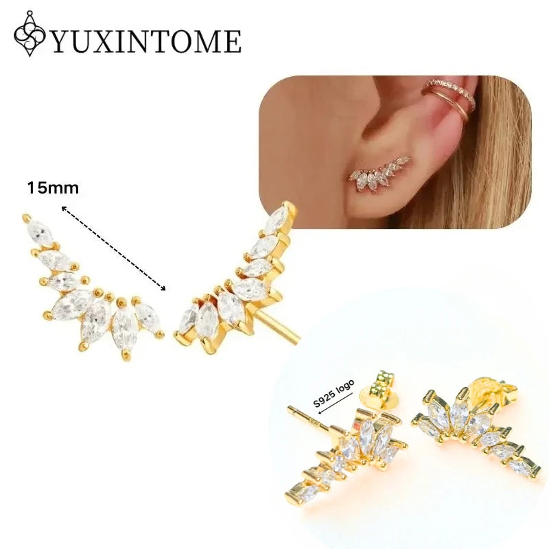 Crystal Water Drop Huggie Hoop Earrings – 925 Sterling Silver