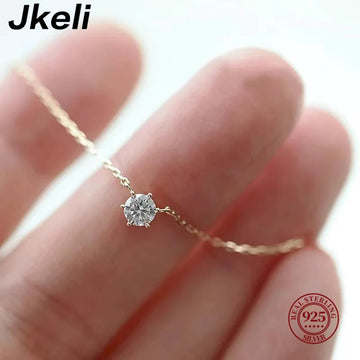 Sterling Silver Zircon Solitaire Necklace