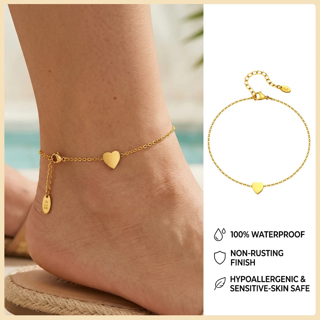 Waterproof Gold Ball Bead Anklet – Stainless Steel