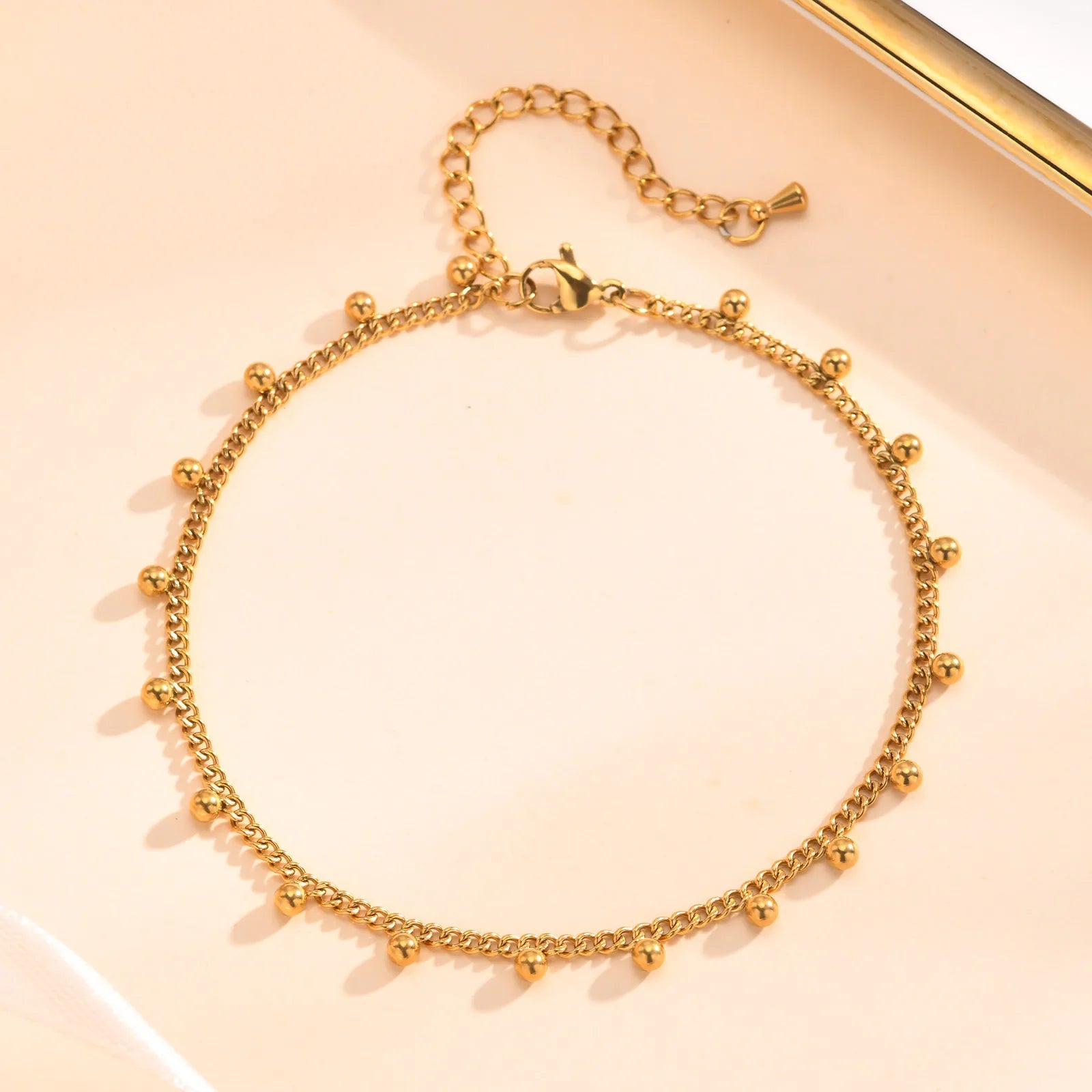 Waterproof Gold Ball Bead Anklet – Stainless Steel