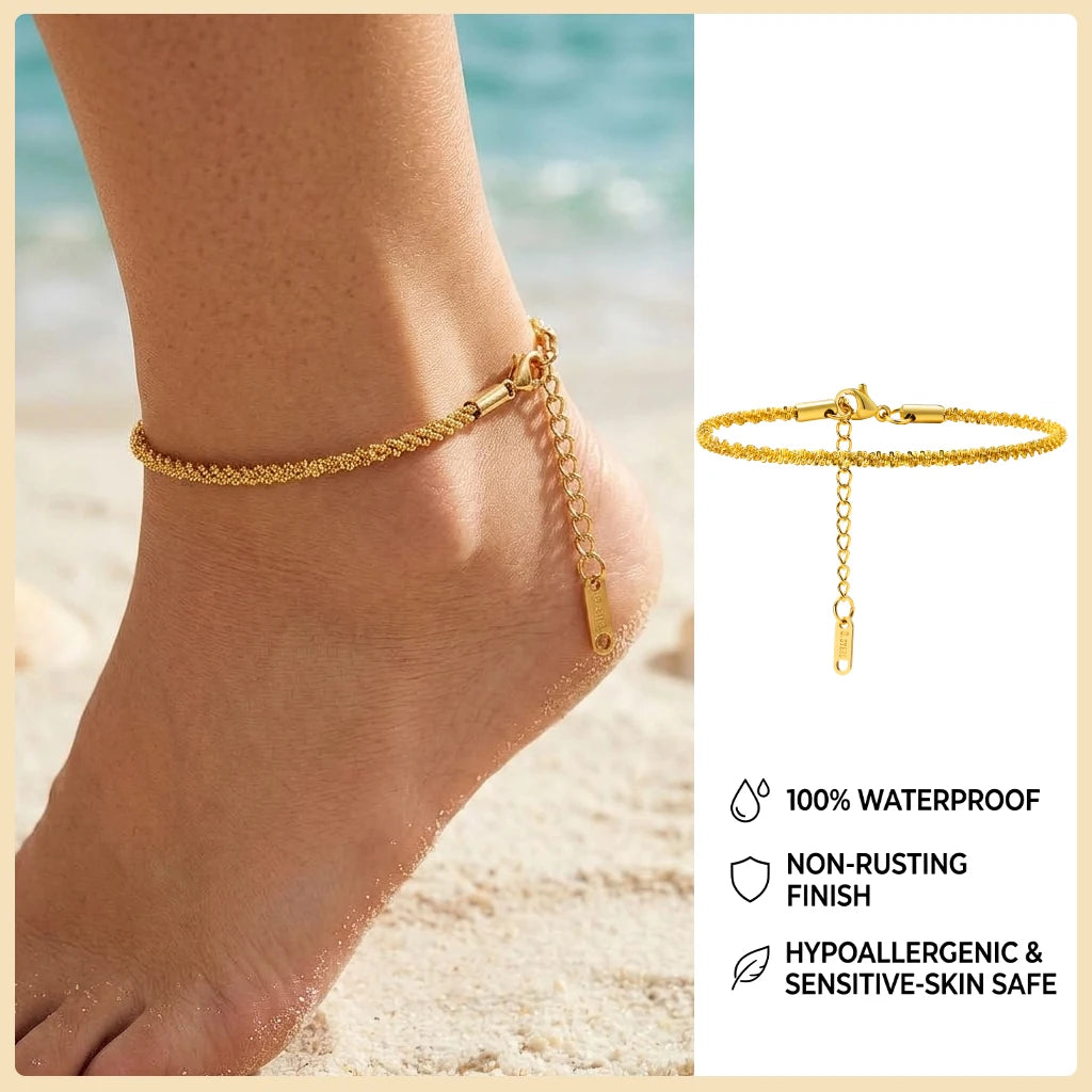 Waterproof Gold Ball Bead Anklet – Stainless Steel