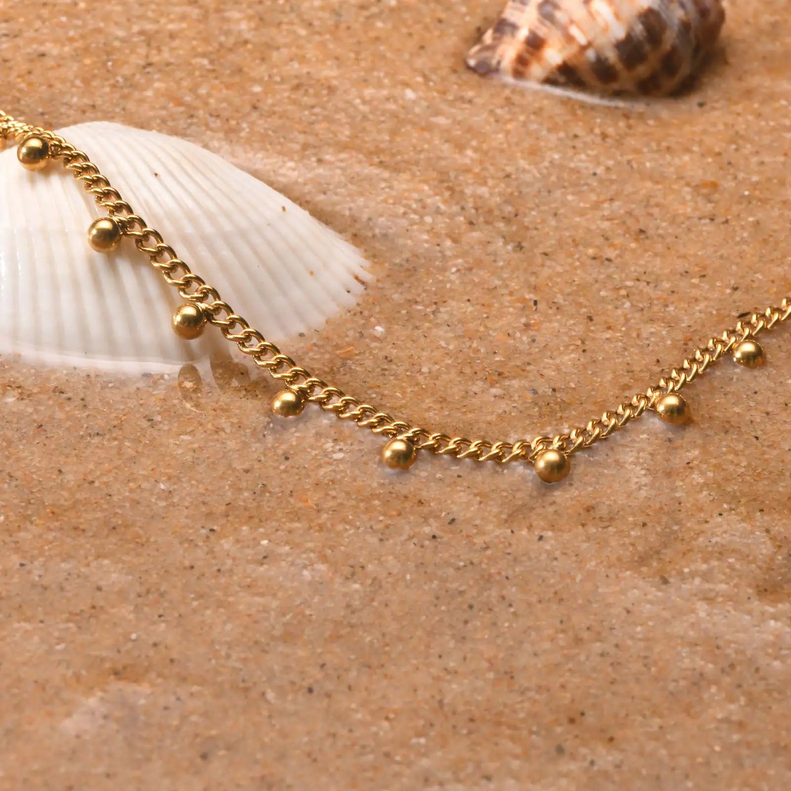 Waterproof Gold Ball Bead Anklet – Stainless Steel