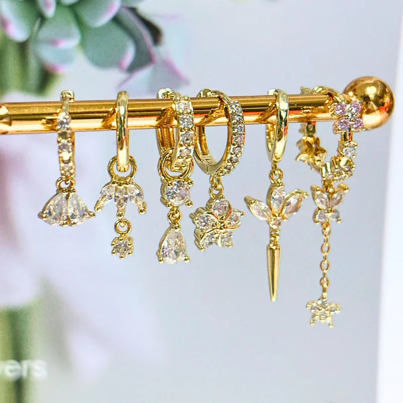 Crystal Water Drop Huggie Hoop Earrings – 925 Sterling Silver