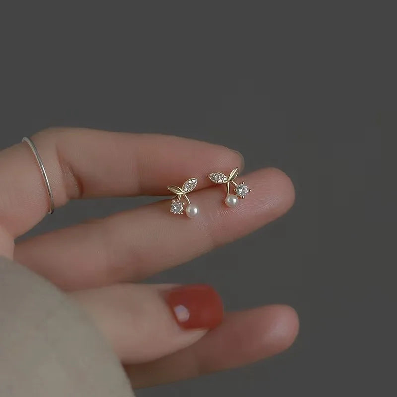 Cute Zircon Cherry Stud Earrings