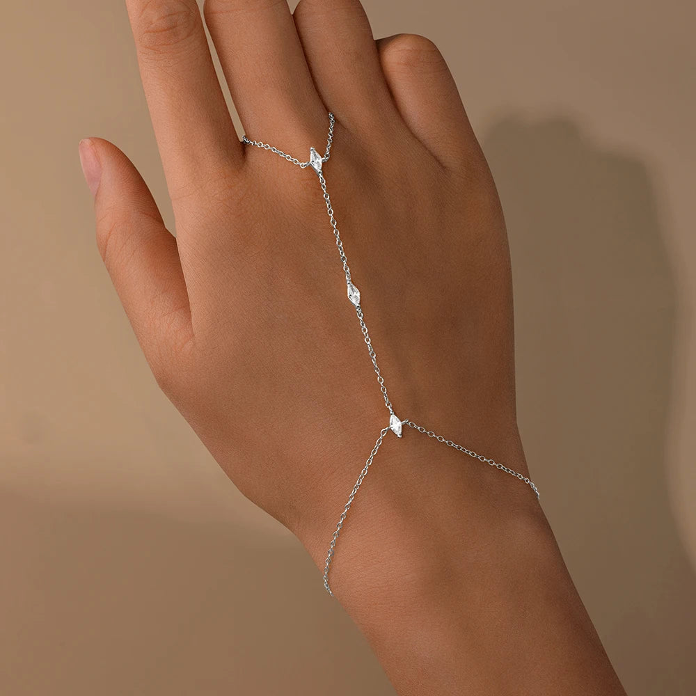Sterling Silver Heart Petal Zircon Bracelet