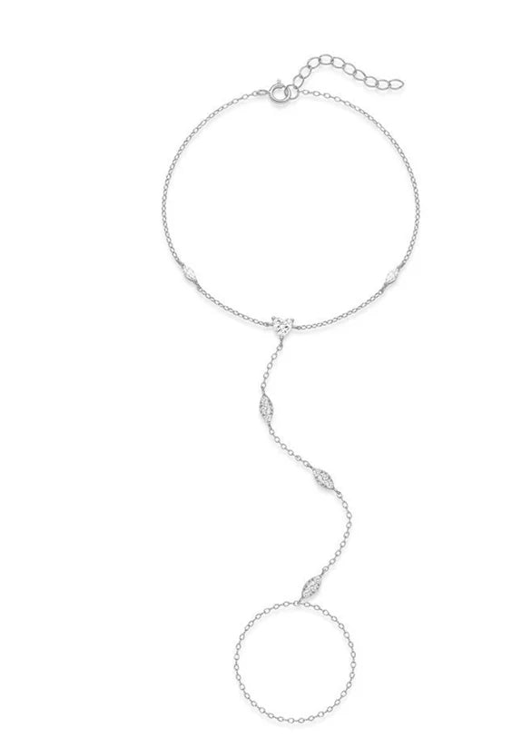 Sterling Silver Heart Petal Zircon Bracelet