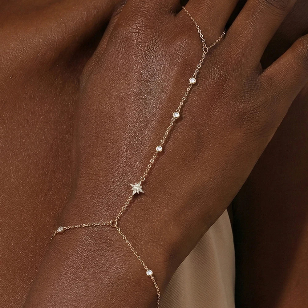 Sterling Silver Heart Petal Zircon Bracelet