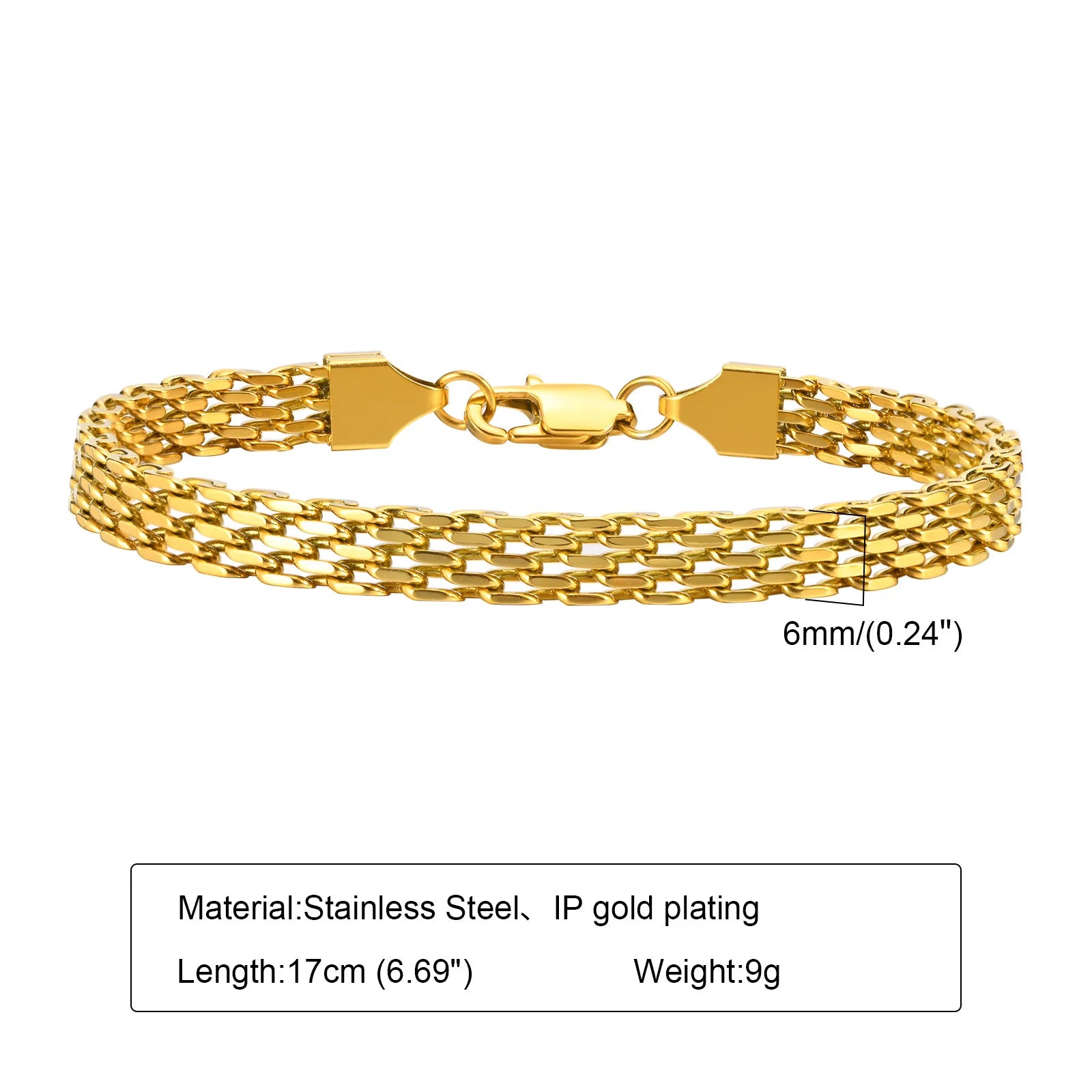 Waterproof Gold Stackable Chain Bracelet – 18K Plated Steel